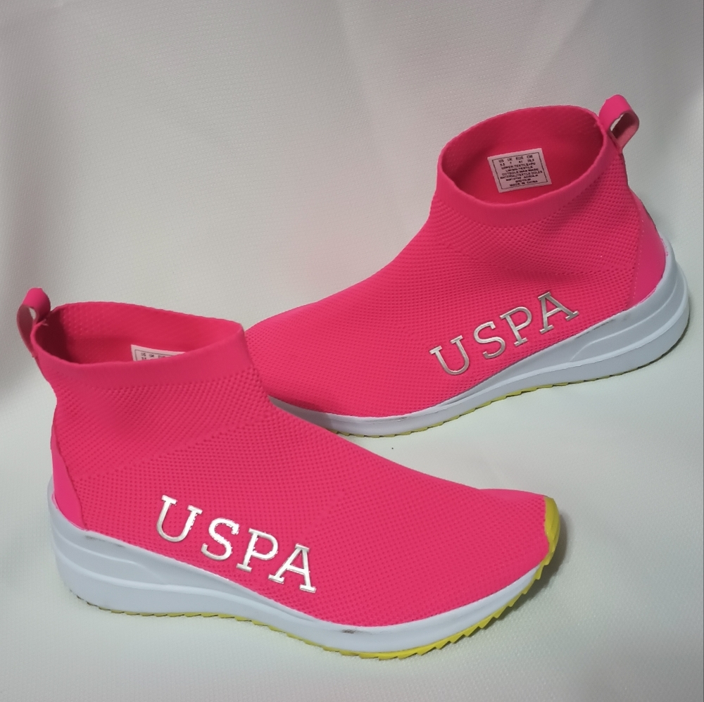 US Polo Assn.Hot Pink Wedge Sneakers Size 9.5 Used Good Condition